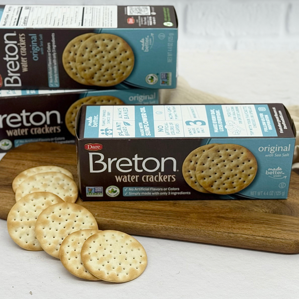Water crackers on a cutting board