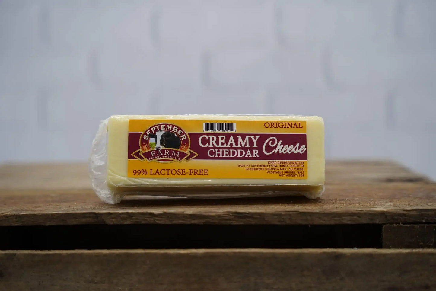 Creamy Cheddar Cheese Original 8oz. bar - September Farm