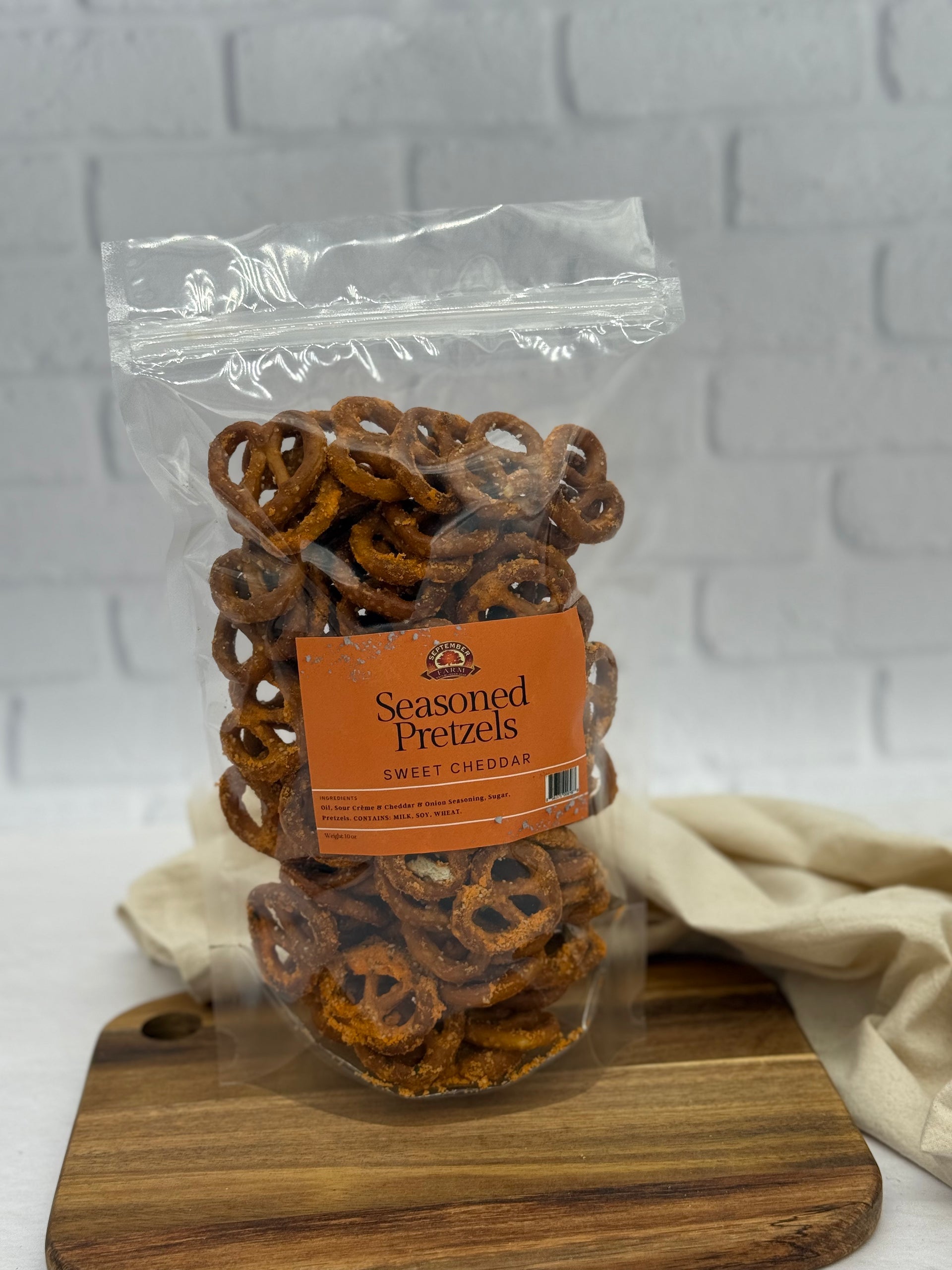SFC Cheddar Seasoned Pretzels | September Farm